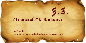 Zisencsák Barbara névjegykártya